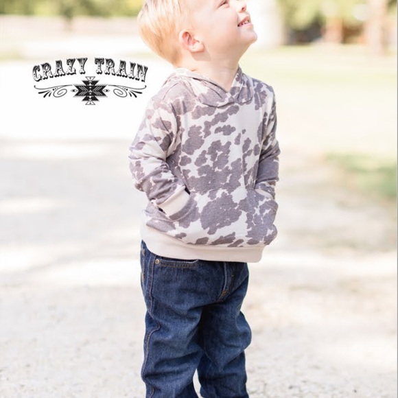 🌵🌵Crazy Train Kids Cow Print Hoodie Boy or Girl - Picture 5 of 10